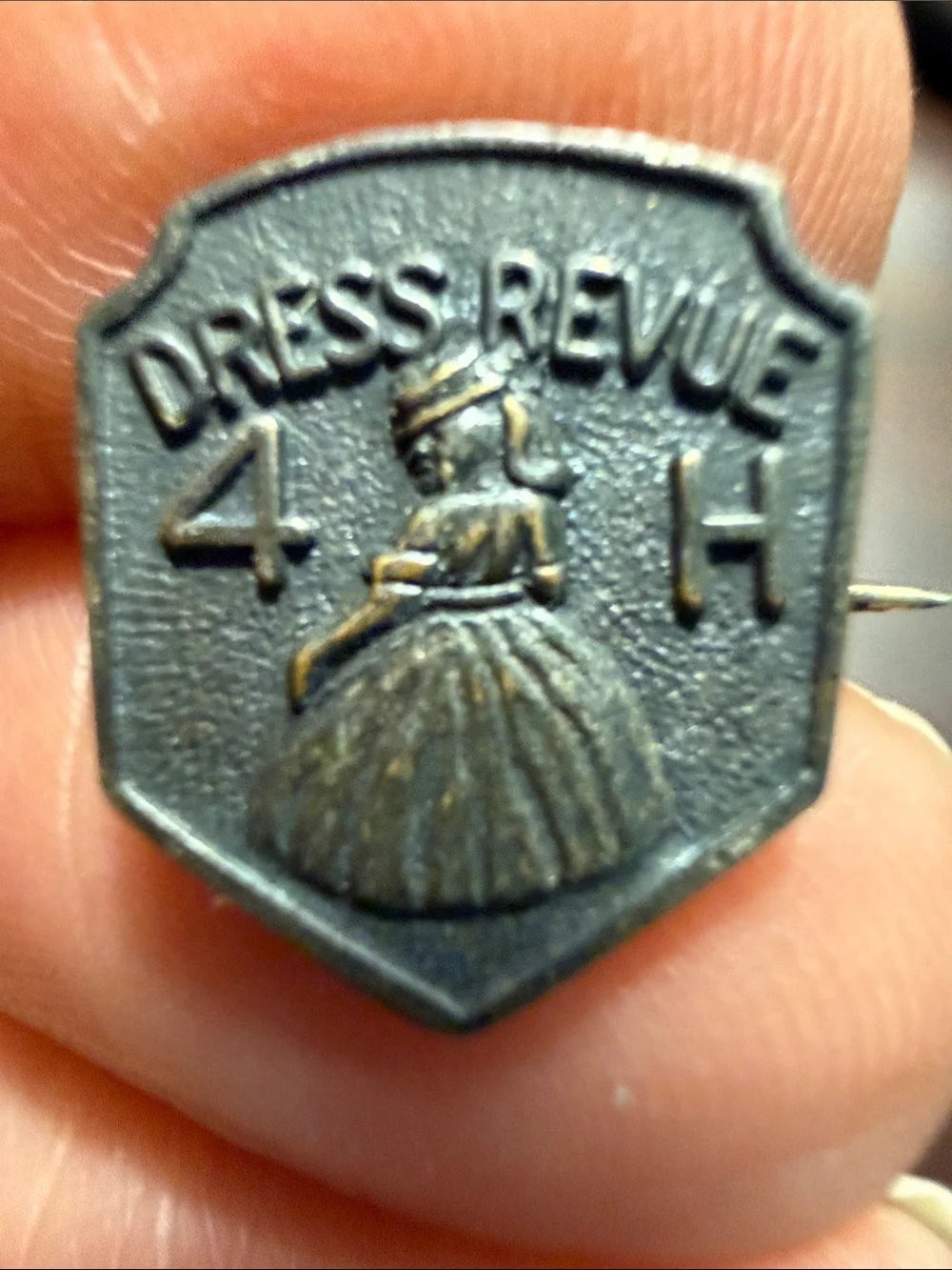 Vintage 50’s 4-H Club Pins — Green Clover Motif; Dress Revue
